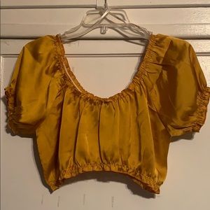 Gold balloon sleeve crop top